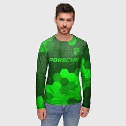 Лонгслив мужской Porsche - green gradient посередине, цвет: 3D-принт — фото 2