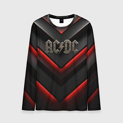 Лонгслив мужской ACDC лого из металла на черно-красной текстуре, цвет: 3D-принт