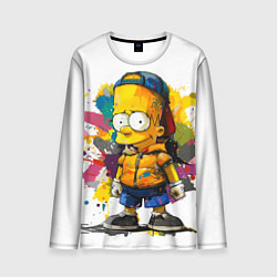 Лонгслив мужской Рисунок красками Барт Симпсон, цвет: 3D-принт