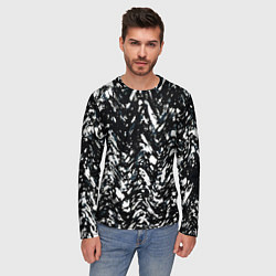 Лонгслив мужской Искажённый пёстрый чёрно-белый, цвет: 3D-принт — фото 2