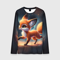 Лонгслив мужской Лиса бежит по космическому простору, цвет: 3D-принт