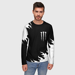Лонгслив мужской Monster energy белый огонь, цвет: 3D-принт — фото 2