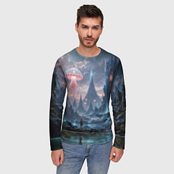Лонгслив мужской Фантастический мир с медузами и озеро у гор, цвет: 3D-принт — фото 2