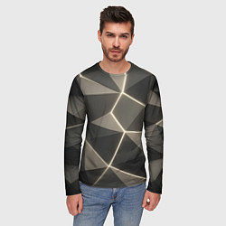 Лонгслив мужской Серая объемная текстура с гранями, цвет: 3D-принт — фото 2