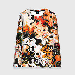 Лонгслив мужской Абстракция разлитые краски оранжевый, цвет: 3D-принт