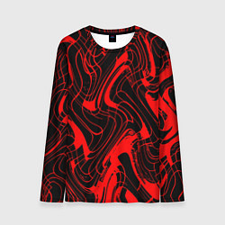 Мужской лонгслив Чёрный с красным искажённая абстракция