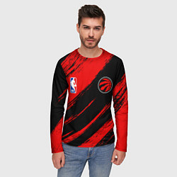 Лонгслив мужской Торонто Рэпторс - красные потертости, цвет: 3D-принт — фото 2