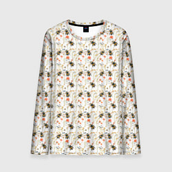 Лонгслив мужской Паттенр узор с полевыми цветами и пчелами, цвет: 3D-принт