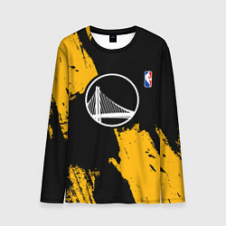 Лонгслив мужской Голден Стэйт Уорриорз - брызги желтой краски, цвет: 3D-принт