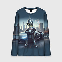 Лонгслив мужской Крутой Бендер рядом с Ламборджини, цвет: 3D-принт