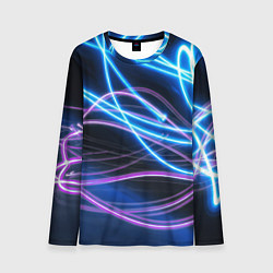 Мужской лонгслив Неоновая абстракция на темном
