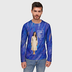 Лонгслив мужской Lana Del Rey в белом классическом платье на синем, цвет: 3D-принт — фото 2