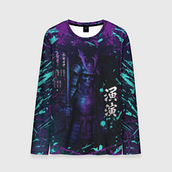 Мужской лонгслив Призрачный самурай - неоновый арт