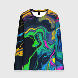 Лонгслив мужской Разводы и переливы разноцветной краски, цвет: 3D-принт