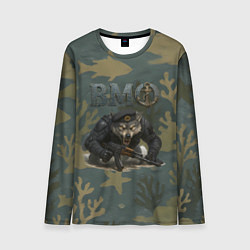 Лонгслив мужской ВМФ волк пехотинец, цвет: 3D-принт