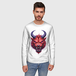 Лонгслив мужской Голова злого красного существа с фиолетовыми глаза, цвет: 3D-принт — фото 2