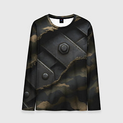 Лонгслив мужской Порванная камуфляжная ткань с металлом, цвет: 3D-принт