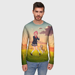 Лонгслив мужской Сиратори Айра играет с песиком - Дандадан, цвет: 3D-принт — фото 2