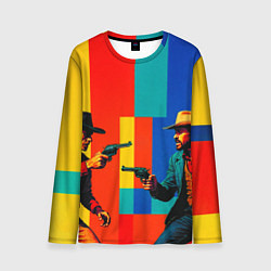 Лонгслив мужской Перестрелка ковбоев поп-арт, цвет: 3D-принт