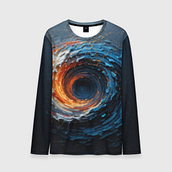 Лонгслив мужской Краска синяя и оранжевая в форме вихря, цвет: 3D-принт