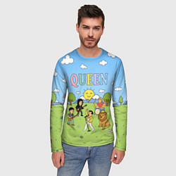 Лонгслив мужской Queen мультяшный стиль на поляне, цвет: 3D-принт — фото 2