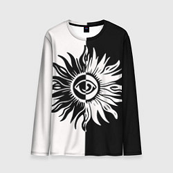 Мужской лонгслив Солнце черно-белое