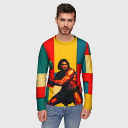 Лонгслив мужской Неандерталец поп-арт, цвет: 3D-принт — фото 2