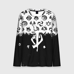 Лонгслив мужской Doom черно белые аниме, цвет: 3D-принт