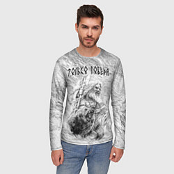 Лонгслив мужской Древний воин с топором и медведь, цвет: 3D-принт — фото 2
