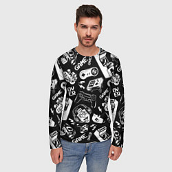 Лонгслив мужской Retro gamer pattern, цвет: 3D-принт — фото 2