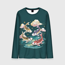 Лонгслив мужской Рыбы в облаках над прудом, цвет: 3D-принт
