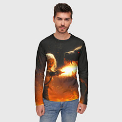 Лонгслив мужской Цири сражается с монстром медведем, цвет: 3D-принт — фото 2