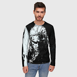 Лонгслив мужской Ведьмак черно-белый портрет, цвет: 3D-принт — фото 2