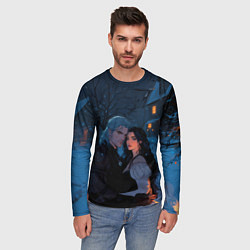 Лонгслив мужской Йеннифэр и Геральт зимой, цвет: 3D-принт — фото 2