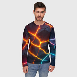 Лонгслив мужской Разноцветный неон из плит, цвет: 3D-принт — фото 2