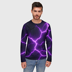 Лонгслив мужской Фиолетовые молнии, цвет: 3D-принт — фото 2