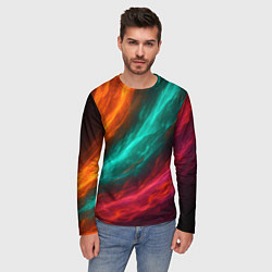 Лонгслив мужской Разноцветное движение, цвет: 3D-принт — фото 2