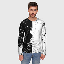 Лонгслив мужской Тоттенхэм черно белые брызги, цвет: 3D-принт — фото 2