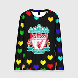Мужской лонгслив Ливерпуль пиксельные сердца