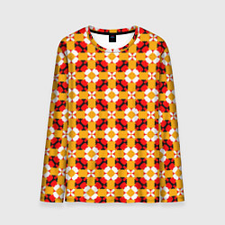 Лонгслив мужской Цветочная геометрия красно-желтая, цвет: 3D-принт