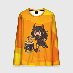 Мужской лонгслив Девочка дьявол бежит за роллом