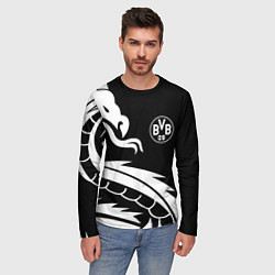 Лонгслив мужской Borussia дракон белый, цвет: 3D-принт — фото 2