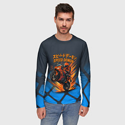 Лонгслив мужской Speed demon байкер, цвет: 3D-принт — фото 2