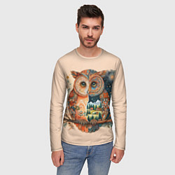 Лонгслив мужской Сова разделенная на день и ночь абстракция, цвет: 3D-принт — фото 2