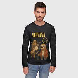 Лонгслив мужской Ленивцы группа Nirvana, цвет: 3D-принт — фото 2
