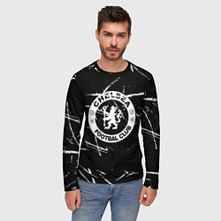 Лонгслив мужской Челси штрихи красок белые, цвет: 3D-принт — фото 2