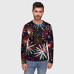 Лонгслив мужской Абстракция с салютами, цвет: 3D-принт — фото 2