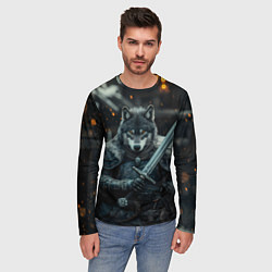 Лонгслив мужской Воин волк с мечом, цвет: 3D-принт — фото 2