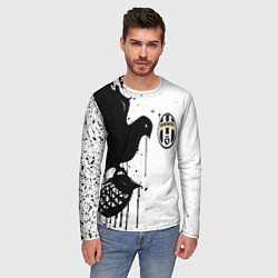 Лонгслив мужской Ювентус черная птица краски, цвет: 3D-принт — фото 2