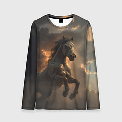 Лонгслив мужской Лошадь в прыжке на фоне неба, цвет: 3D-принт